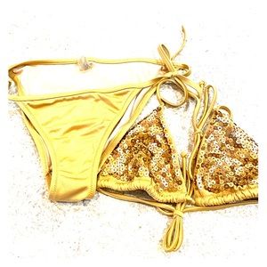 Sequin top gold bikini, Victoria’s Secret S